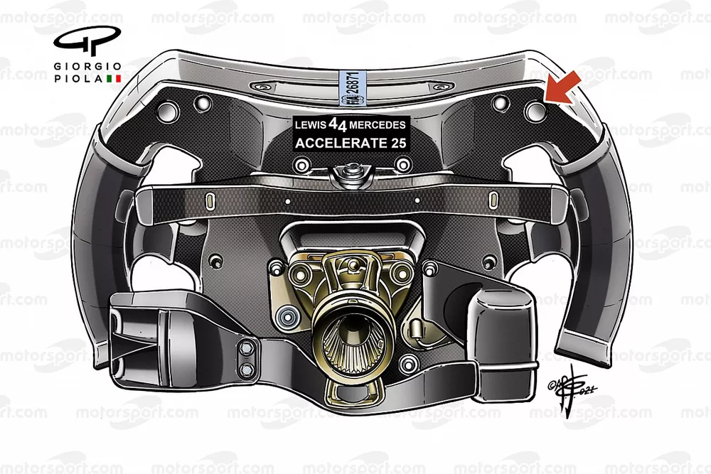 Mercedes AMG F1 W12, steering wheel back of Lewis Hamilton