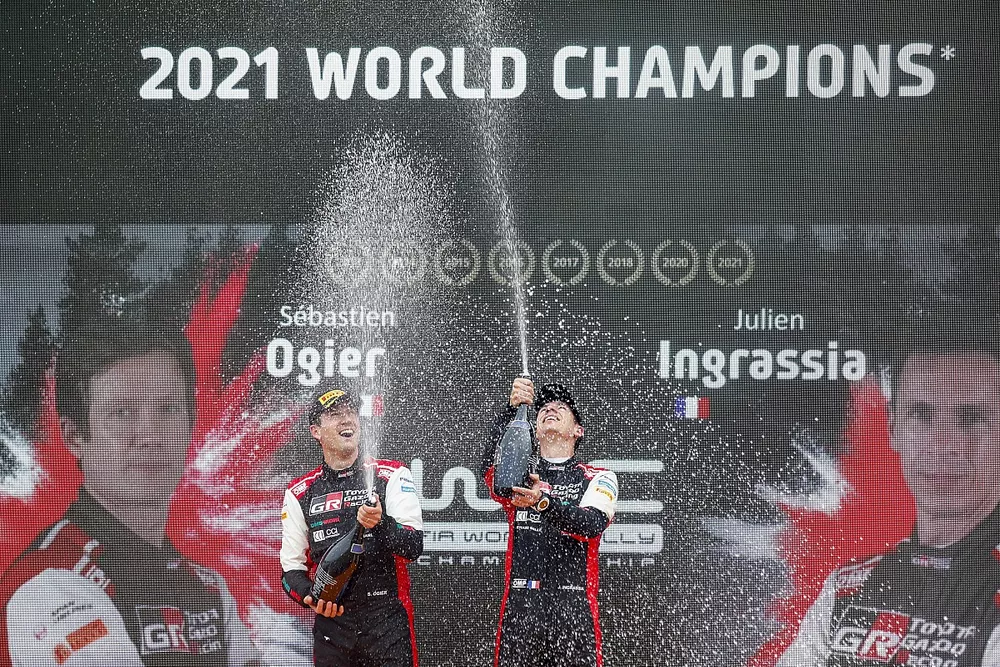 Winners and Champions S&eacute;bastien Ogier, Julien Ingrassia, Toyota Gazoo Racing WRT Toyota Yaris WRC