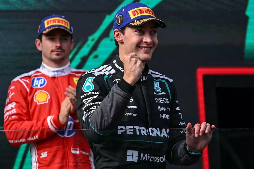 Charles Leclerc, Ferrari, George Russell, Mercedes