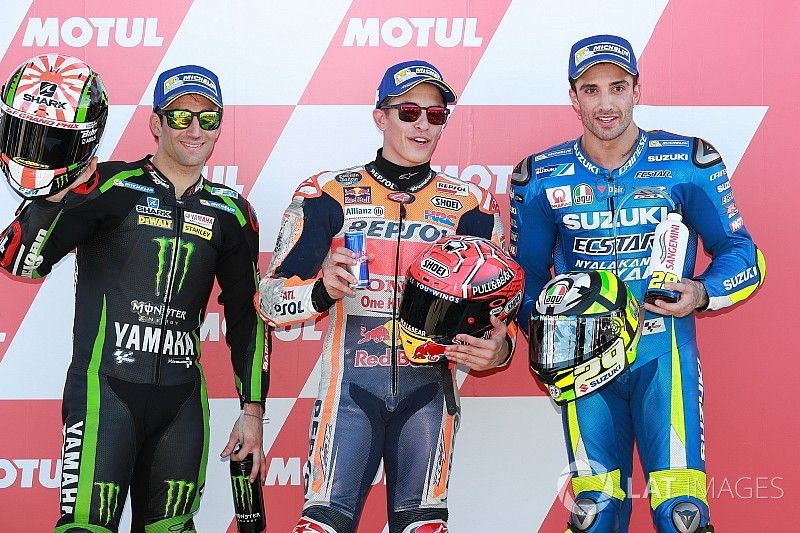 Ganador de la pole Marc Márquez, Repsol Honda Team, Johann Zarco, Monster Yamaha Tech 3, Andrea Iann