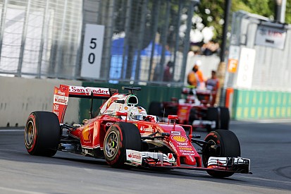 Sebastian Vettel on the podium in Baku
