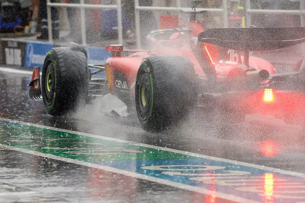 Charles Leclerc, Ferrari SF-23, in the pit lane