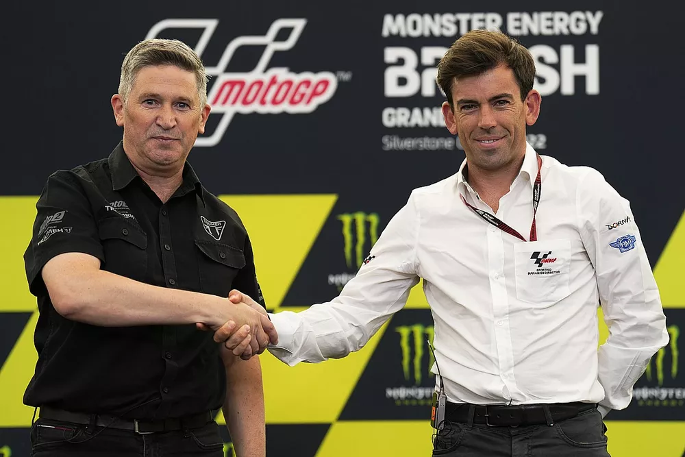 Steve Sargent,Triumph CPO, Carlos Ezpeleta, Dorna Managing Director