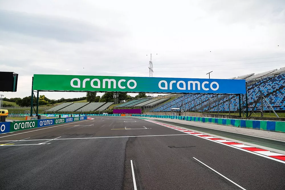 Pit straight detail, including Aramco signage