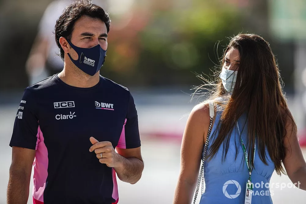 Sergio P&eacute;rez, Racing Point  con su esposa Carola Mart&iacute;nez