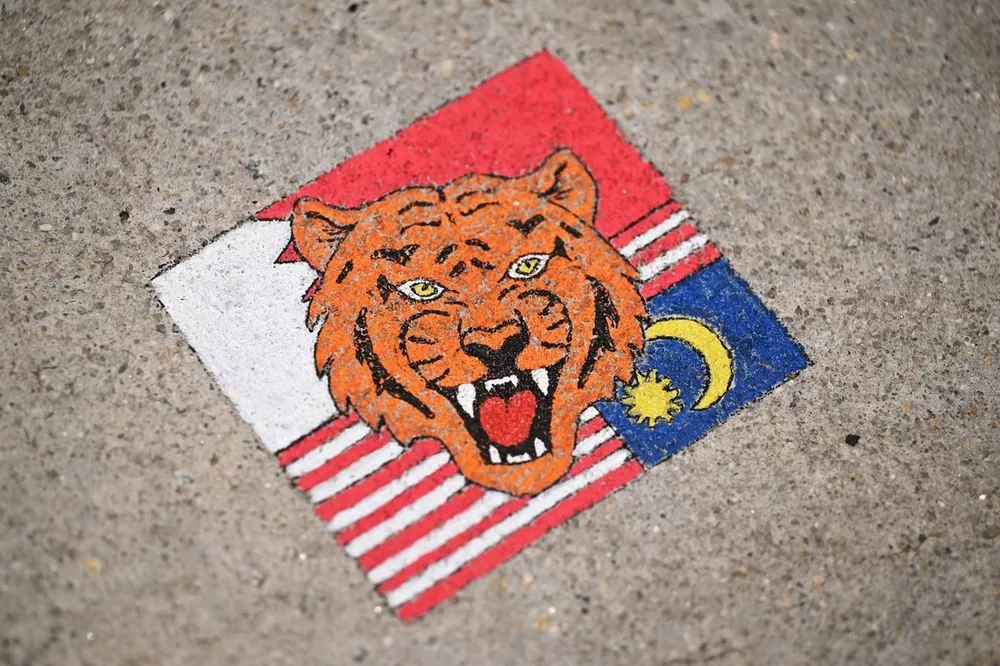 Tiger motif on the pitlane floor