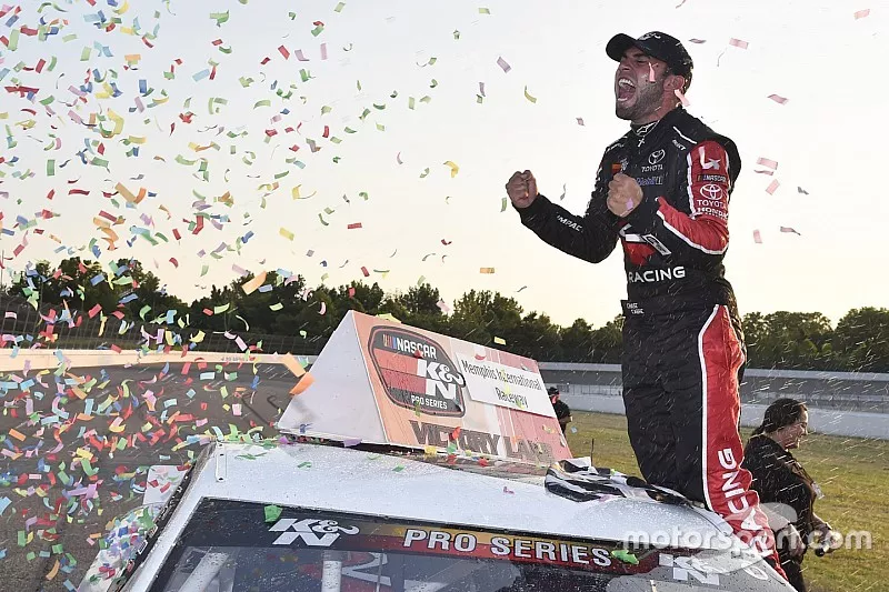 #4 Chase Cabre, Max Siegel, Toyota Camry, Honda Generators / Eibach celebrates his win