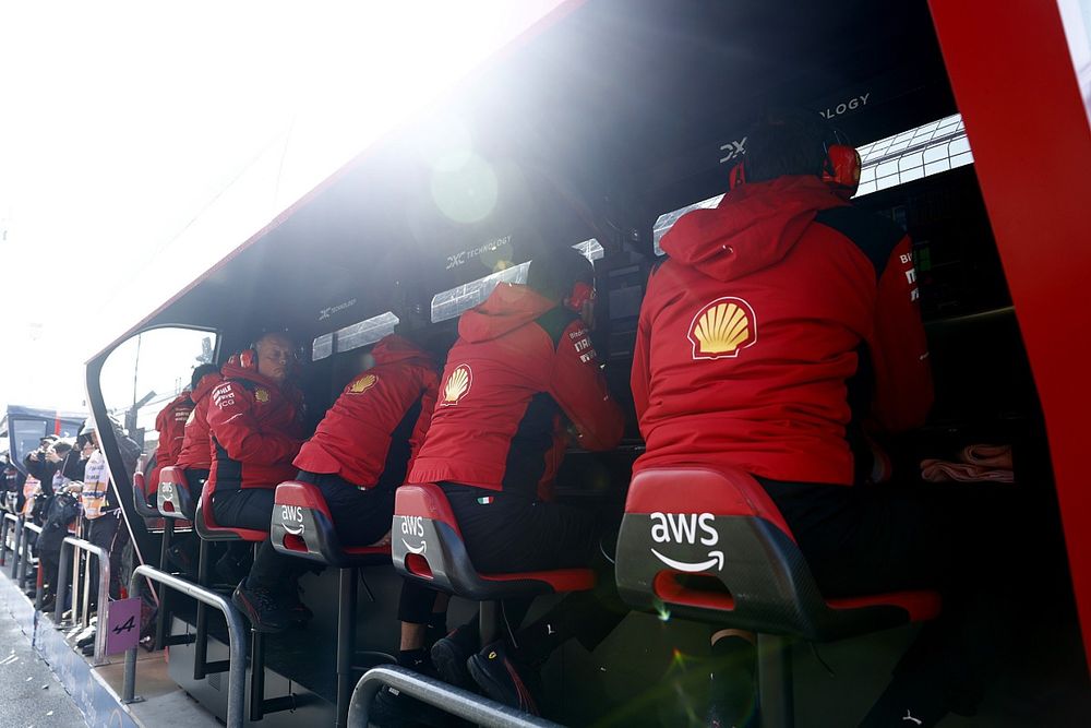 Frederic Vasseur, Team Principal and General Manager, Scuderia Ferrari, the Ferrari team on the pit wall