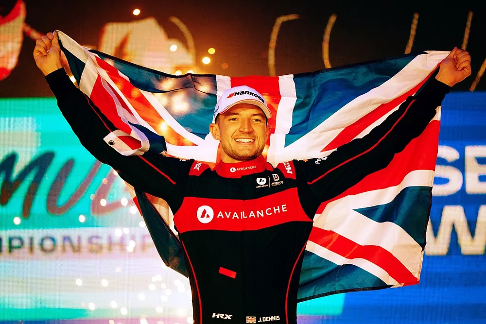 World champion Jake Dennis, Andretti Autosport celebrates on the podium
