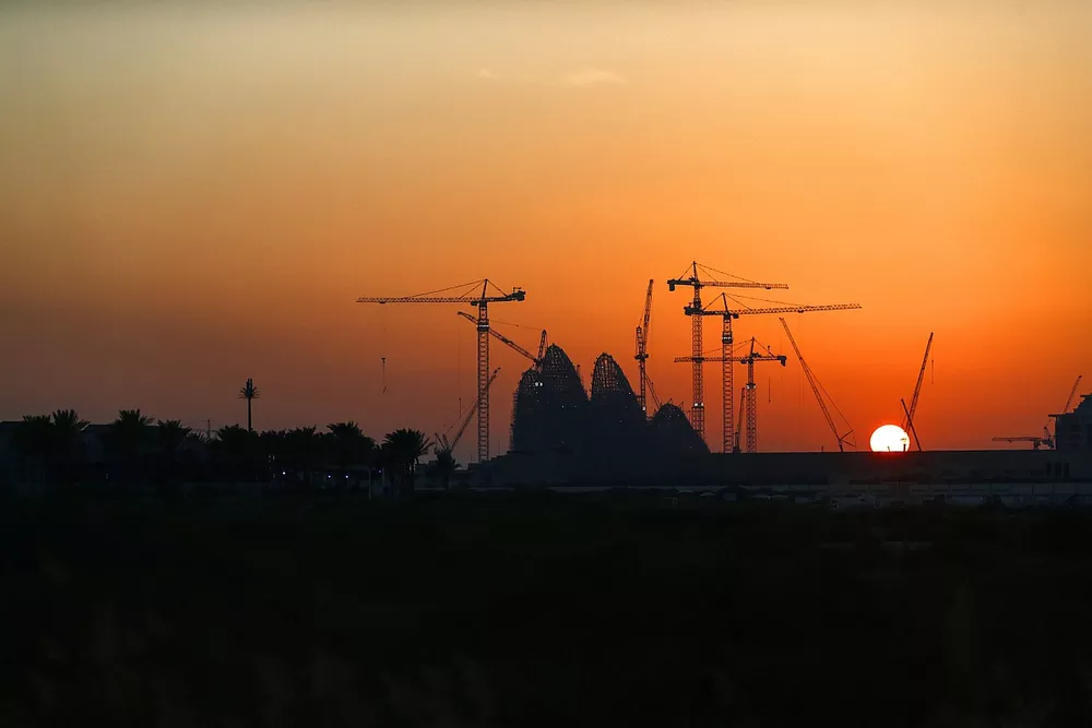 Abu Dhabi skyline at sunset
