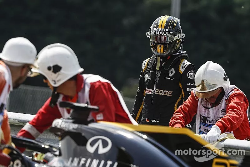 Nico Hulkenberg, Renault Sport F1 Team R.S. 18 arr&ecirc;t&eacute; en piste