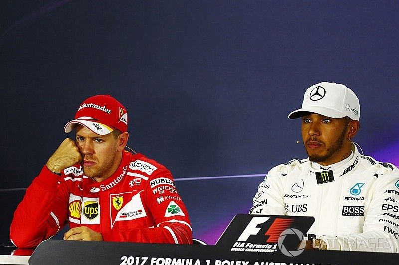 Sebastian Vettel, Ferrari, Lewis Hamilton, Mercedes AMG