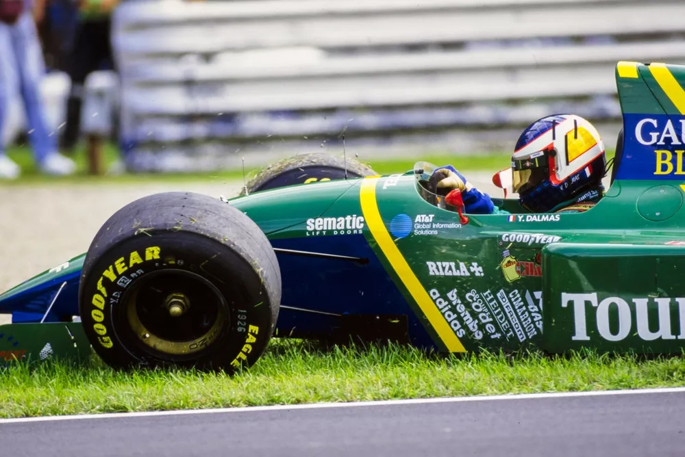 Yannick Dalmas spinning his Larrousse LH94 Ford
