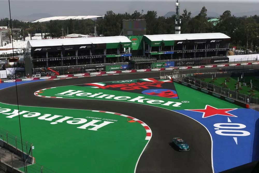 The Aston Martin Vantage Safety Car on track