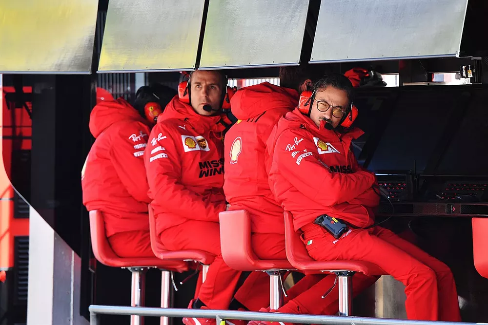 Laurent Mekies, Sporting Director, Ferrari, on the pit wall