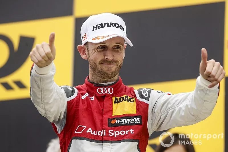 Podium: Racewinnaar Rene Rast, Audi Sport Team Rosberg. James Gasperotti