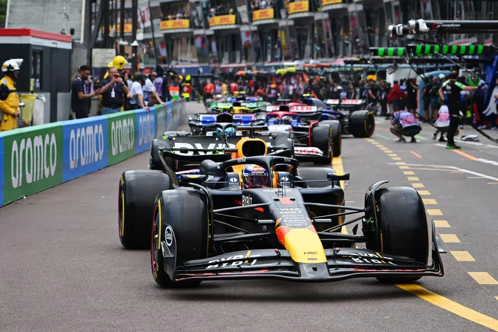 Max Verstappen, Red Bull Racing RB20, in the pit lane