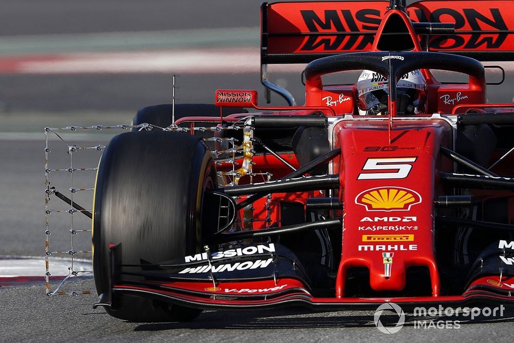 Sebastian Vettel, Ferrari SF90, con sensores aerodin&aacute;micos