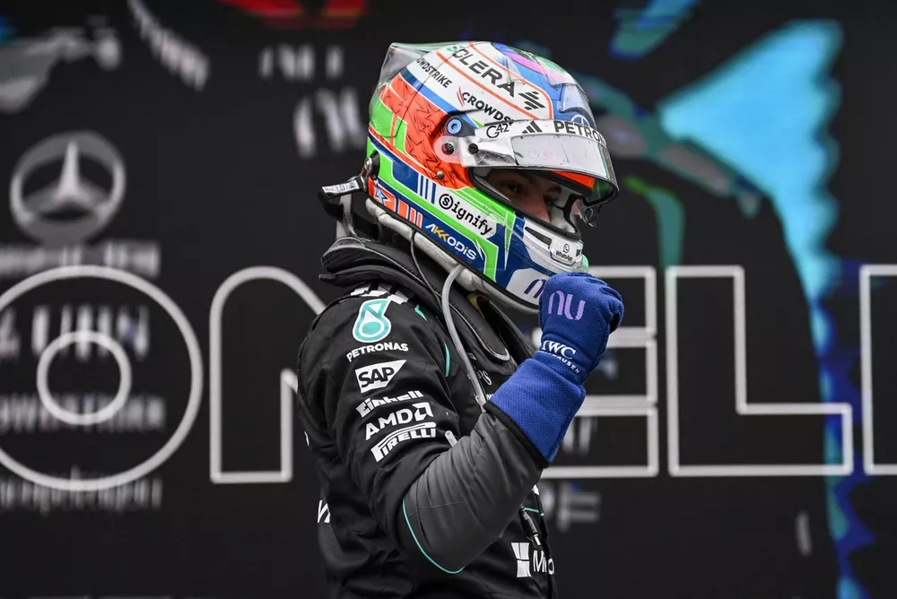Mercedes' Italian driver Kimi Antonelli raises his fist after winning the 2026 Formula 1 Grand Prix du Canada at Circuit Gilles-Villeneuve in Montreal, Canada, on May 24, 2026. (Photo by Andrej Ivanov / AFP via Getty Images / AFP via Getty Images)
