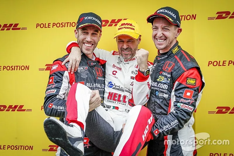Top 3 after Qualifyiung, Pole sitter Tiago Monteiro, KCMG Honda Civic Type R TCR, Esteban Guerrieri, ALL-INKL.COM M&uuml;nnich Motorsport Honda Civic Type R TCR, N&eacute;stor Girolami, ALL-INKL.COM M&uuml;nnich Motorsport Honda Civic Type R TCR