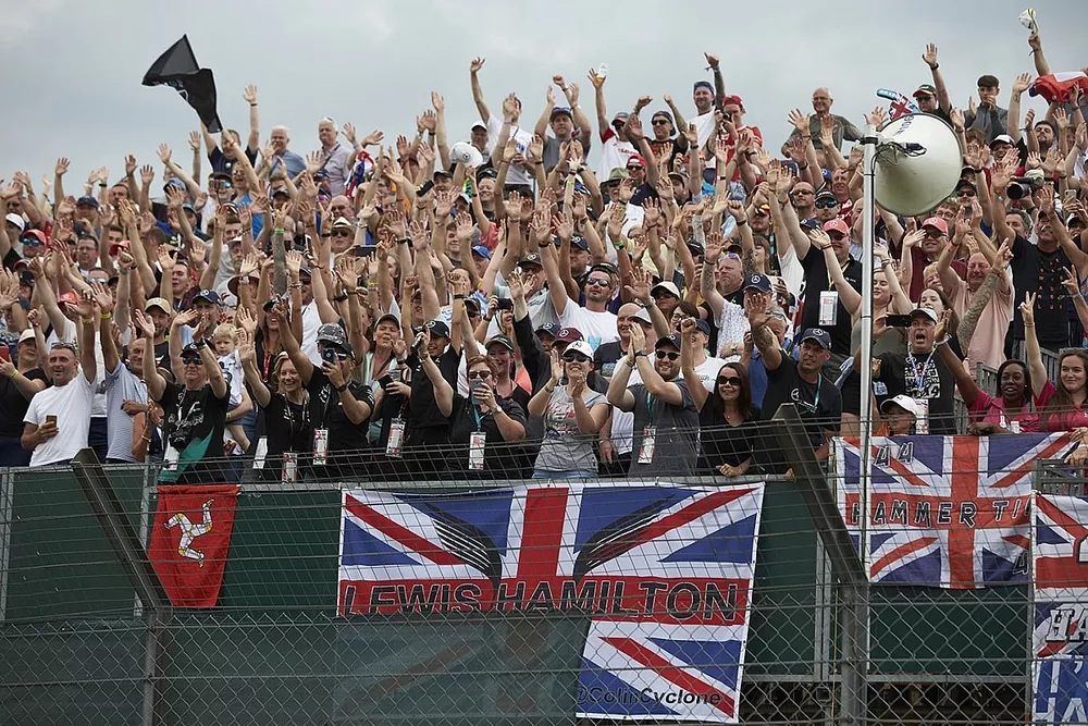 Fans of Lewis Hamilton, Mercedes AMG F1, cheer