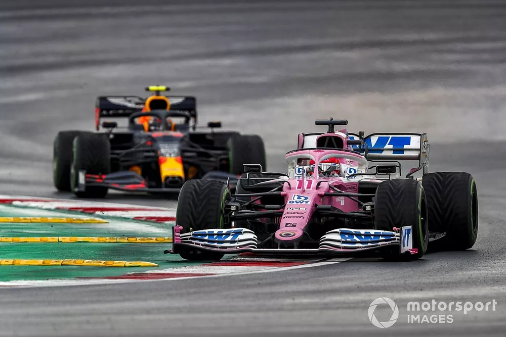 Sergio Pérez, Racing Point RP20, Alex Albon, Red Bull Racing RB16