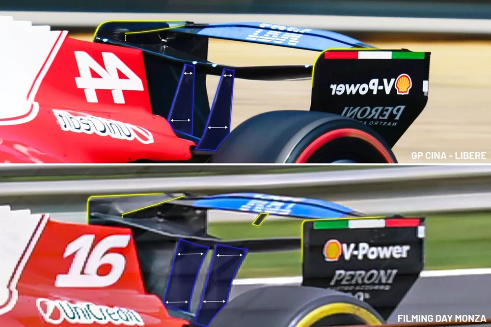 Rear wing comparison, Ferrari SF-26