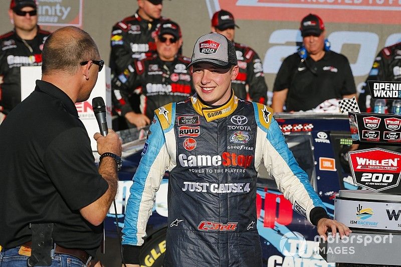 Christopher Bell, Joe Gibbs Racing, Toyota Camry GameStop Just Cause 4 celebrates