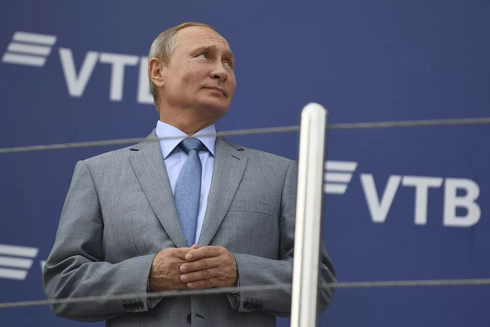 Vladimir Putin, President of Russia on the podium