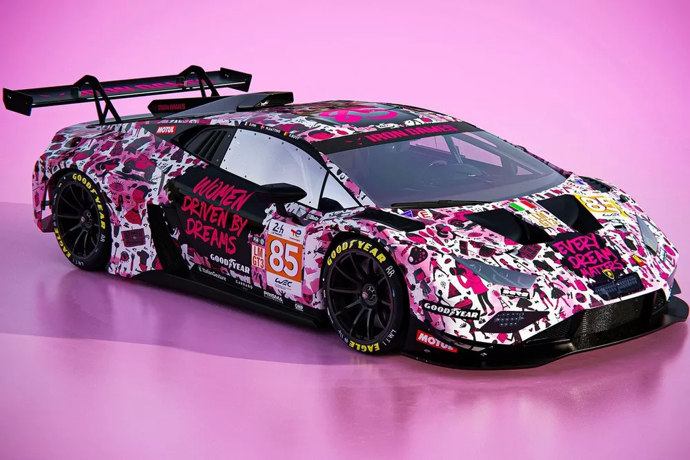 #85 Iron Dames Lamborghini Huracan LMGT3 Evo2 of Sarah Bovy, Michelle Gatting, Rahel Frey, livery