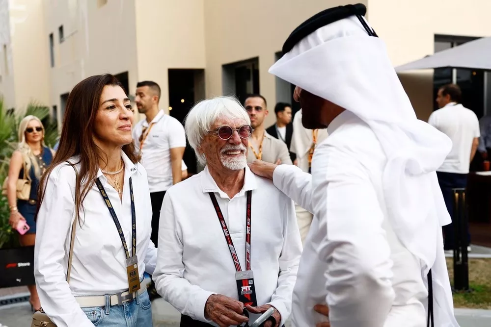 Bernie Ecclestone and Mohammed ben Sulayem, FIA President in the Paddock  