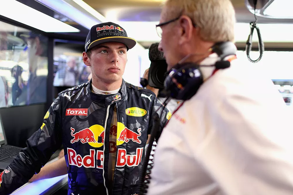 Max Verstappen, Red Bull Racing met Dr Helmut Marko, Red Bull Motorsport Consultant