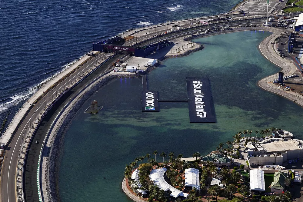 An aerial view of the action