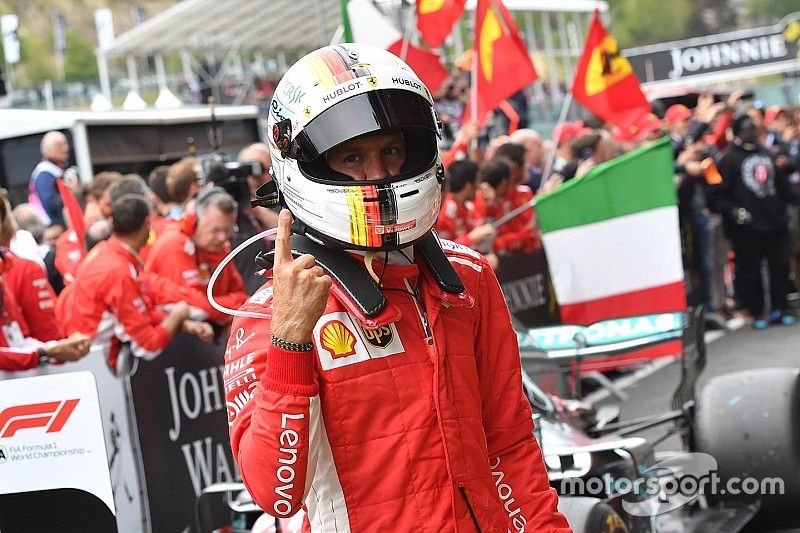 Le vainqueur Sebastian Vettel, Ferrari