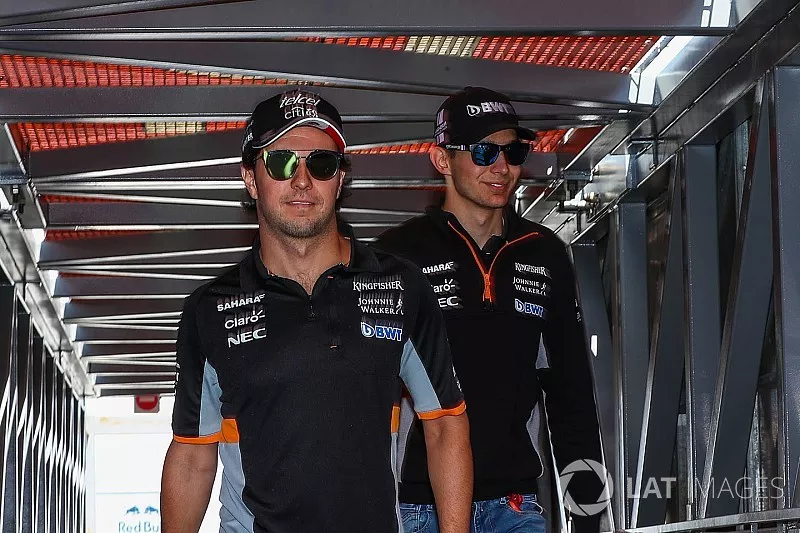 Sergio Perez, Force India and Esteban Ocon, Force India