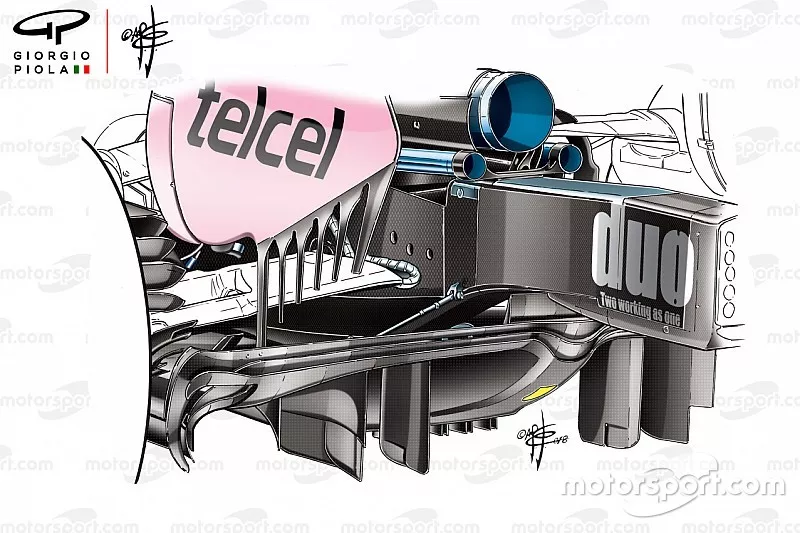 Nieuwe diffuser Force India VJM11, GP van China