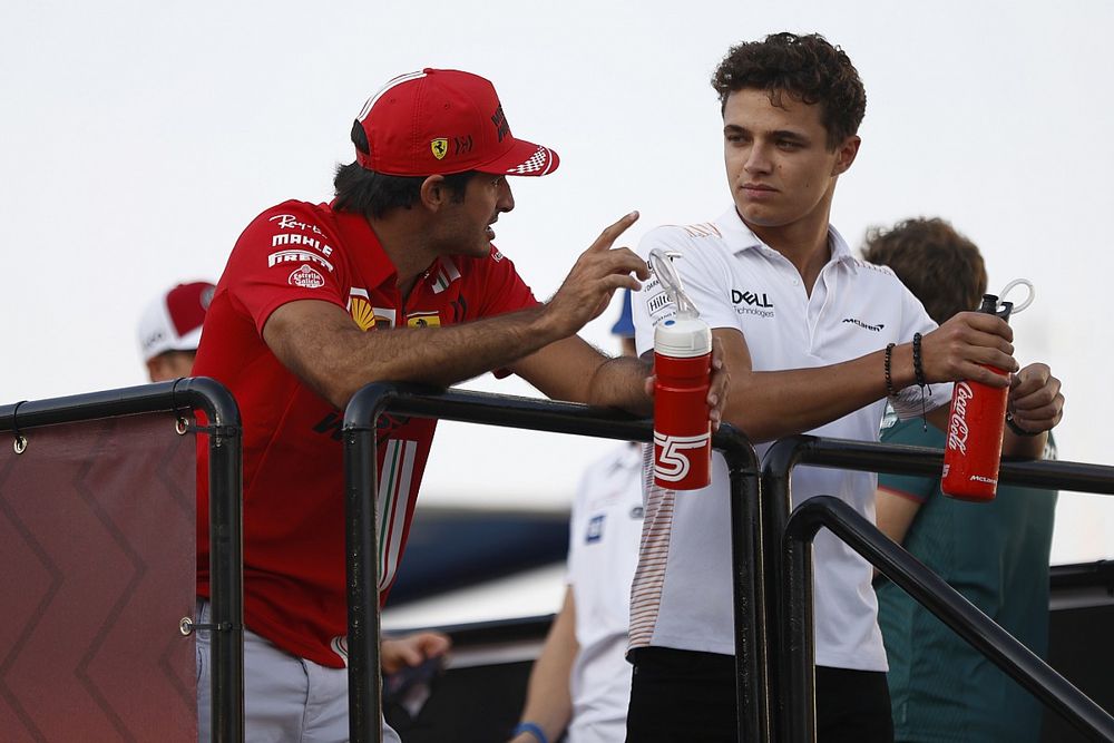 Carlos Sainz Jr., Ferrari Lando Norris, McLaren drivers parade