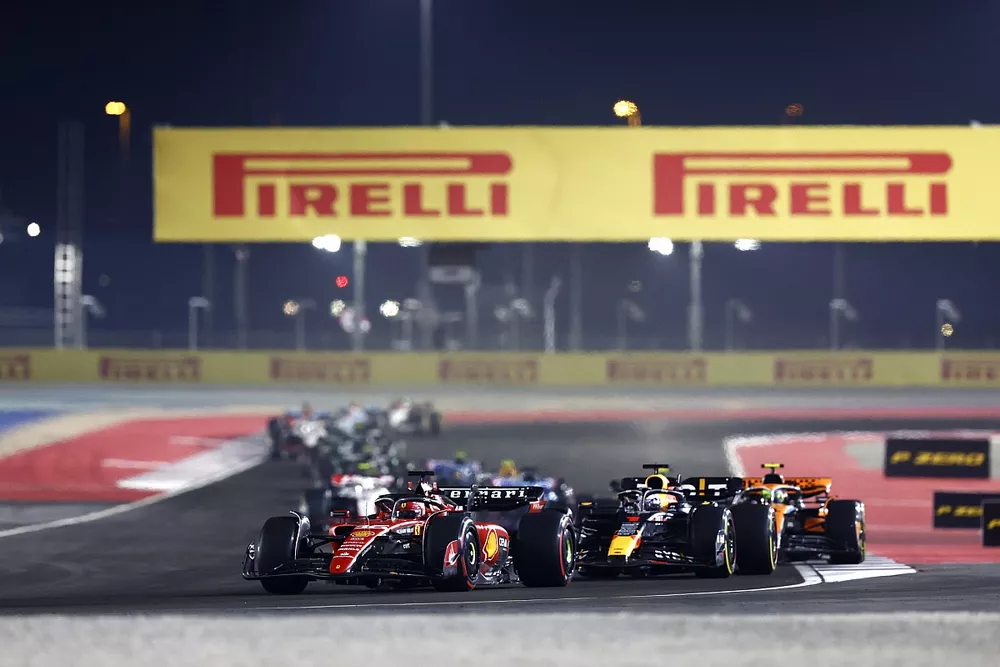 Charles Leclerc, Ferrari SF-23, Max Verstappen, Red Bull Racing RB19, Lando Norris, McLaren MCL60