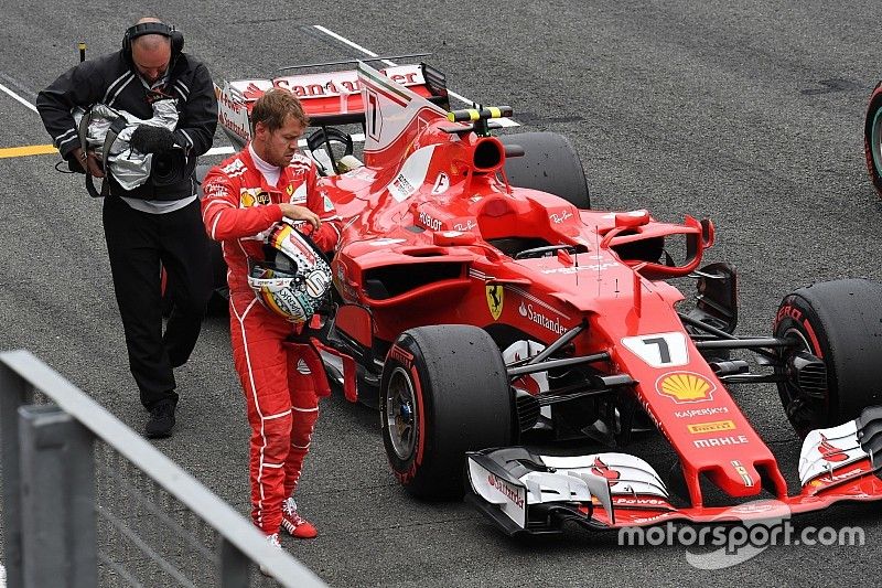 Sebastian Vettel, Ferrari SF70H en parc ferme