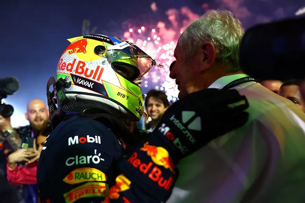 Sergio Perez, Red Bull Racing, Dr. Helmut Marko, Consultant, Red Bull Racing.