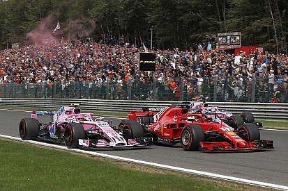 Ocon kwam een meter tekort om Belgische GP te leiden