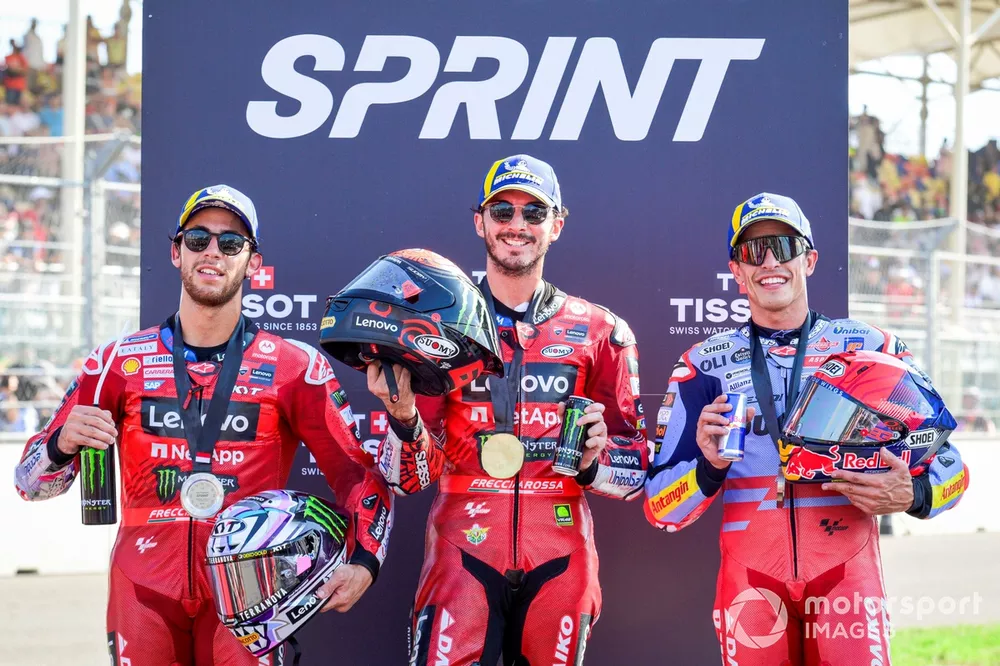 Francesco Bagnaia, Ducati Team, Enea Bastianini, Ducati Team, Marc Marquez, Gresini Racing