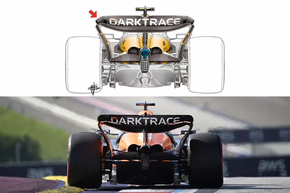 McLaren MCL38 rear wing comparison