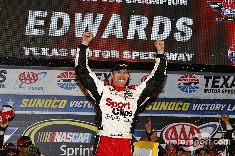 Edwards wins rain-shortened Texas race, salvaging his title hopes