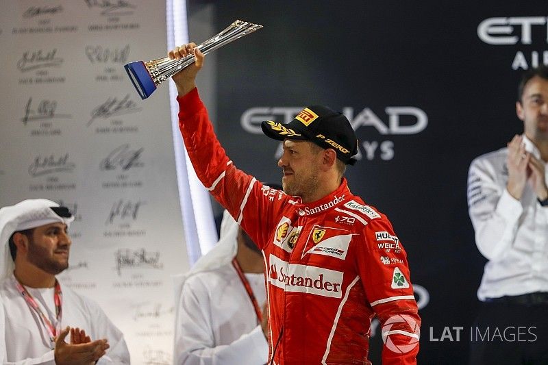 Podio: tercer lugar Sebastian Vettel, Ferrari