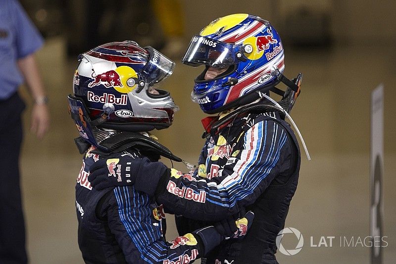 Ganador Sebastian Vettel, Red Bull Racing, segundo lugar Mark Webber, Red Bull Racing