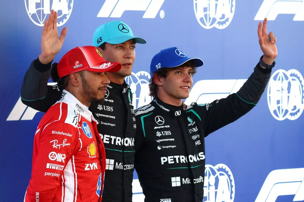 Lewis Hamilton, Ferrari, George Russell, Mercedes, Andrea Kimi Antonelli, Mercedes