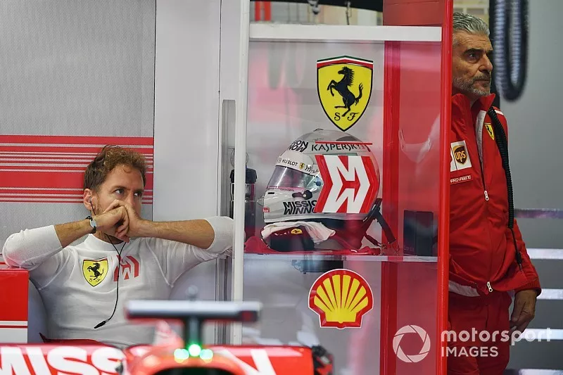 Sebastian Vettel, Ferrari y Maurizio Arrivabene, director de Ferrari 