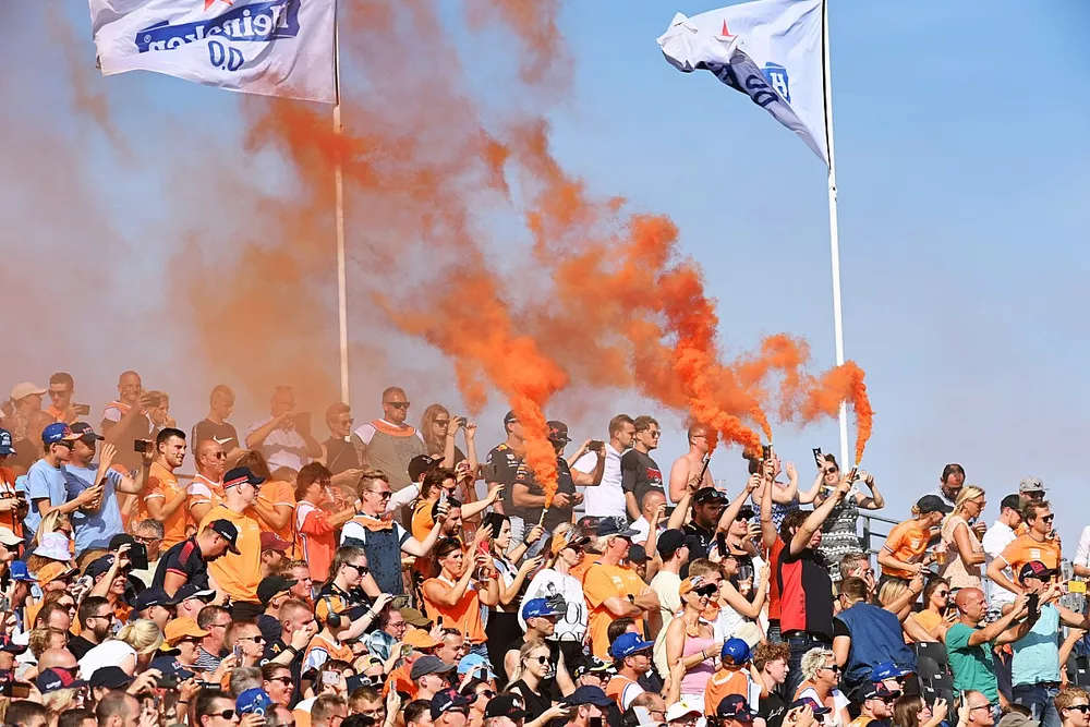 Fans turn the grandstands orange in support of Max Verstappen, Red Bull Racing