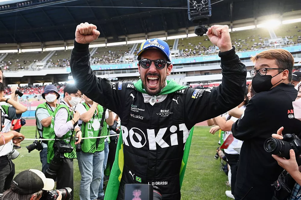 Lucas di Grassi, Venturi Racing, celebrando su 3&ordf; posici&oacute;n